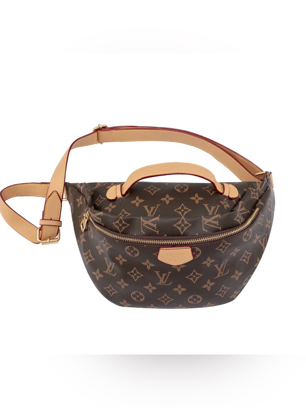 LV Monogram Shoulder Bag with Red-Trim Accents